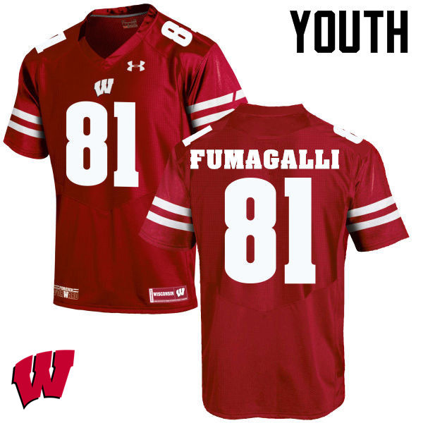 Wisconsin Badgers Youth #81 Troy Fumagalli NCAA Under Armour Authentic Red College Stitched Football Jersey HW40M62WG